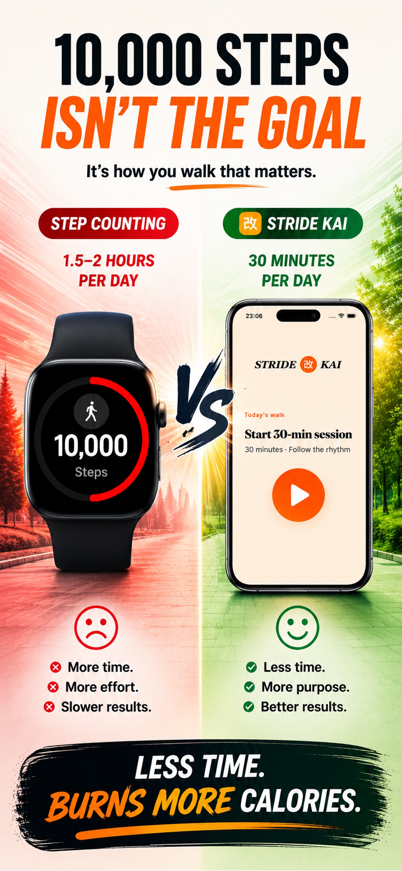 10,000 steps versus Stride Kai comparison